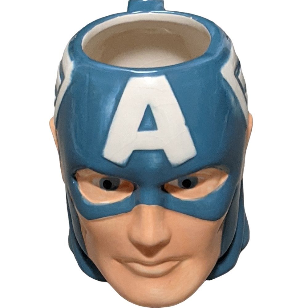 Marvel Captain America Head ceramic coffee mug cup figure comics blue white
